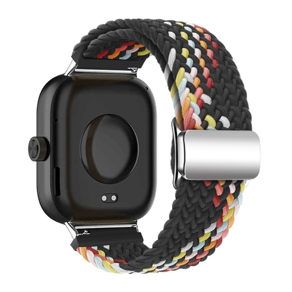 Xiaomi Smart Band 8 Pro / Redmi Watch 4 Loop Strap Magnetic Buckle Woven Watch Band - Svart + Regnbue