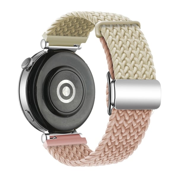 Huawei Watch GT 4 41 mm universal 18 mm klokkerem vevd armbånd med sølvfarget magnetisk spenne - Stjernelys + Melkete