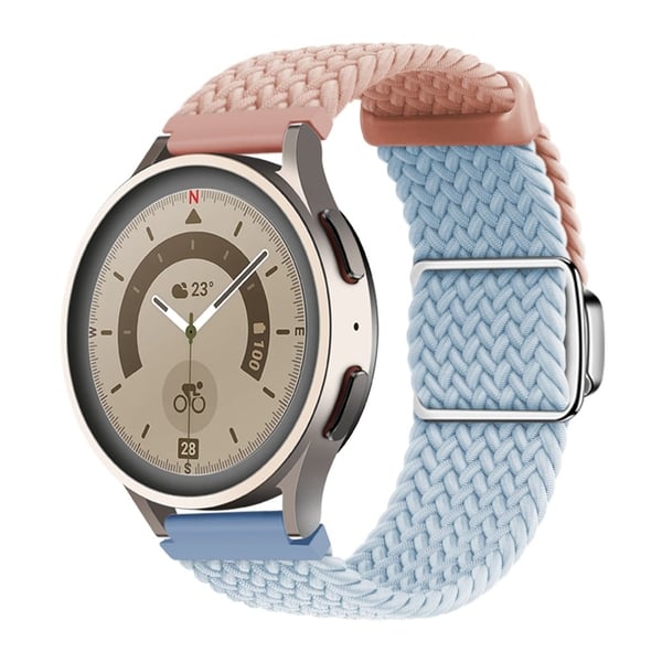 Huawei Watch GT 3 42 mm / GT 3 Pro 43 mm Universal 20 mm vevd reim med magnetisk sølvspenne - Rosa + Blå