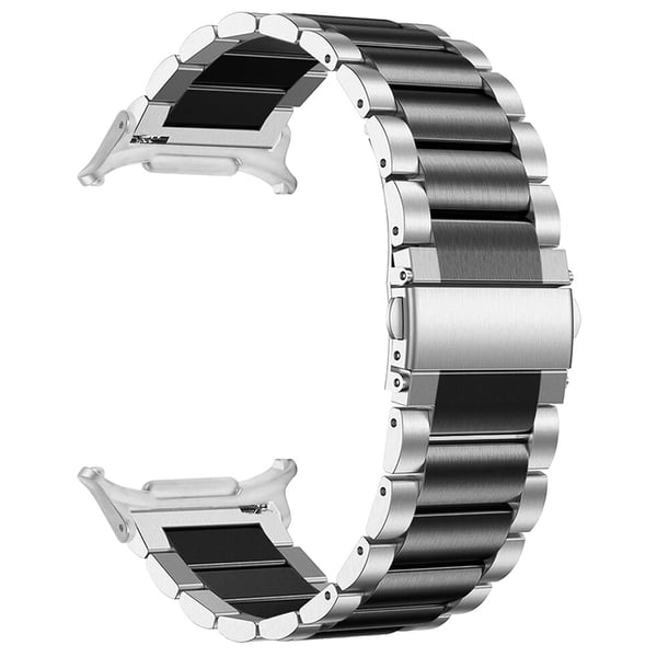 Samsung Galaxy Watch Ultra 47 mm klokkerem med 3 perler i rustfritt stål - Sølv + Svart