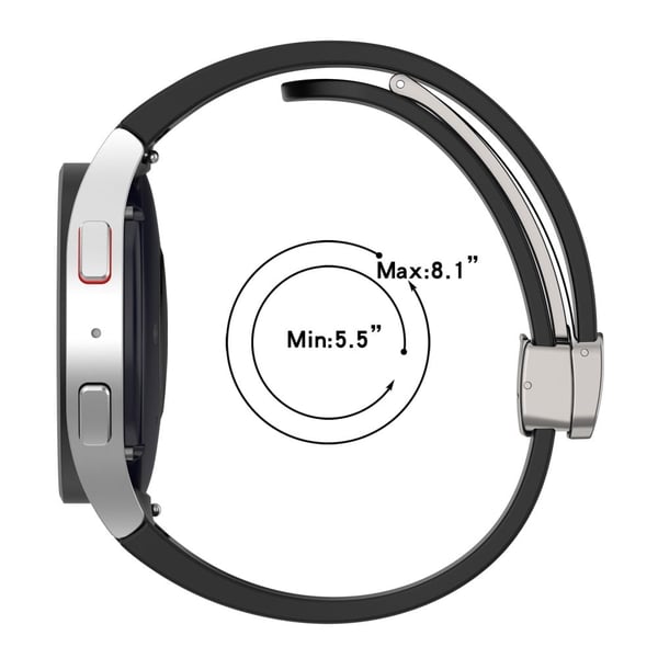 Samsung Galaxy Watch7 40 mm magnetisk sammenleggbar sølvfarget spenneklokkearmbånd i silikon - Vinrød