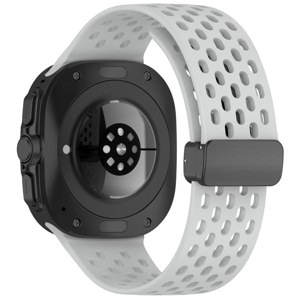 Samsung Galaxy Watch Ultra 47 mm erstatningsarmbånd i silikon med magnetisk sammenleggbar spenne - Lysegrå