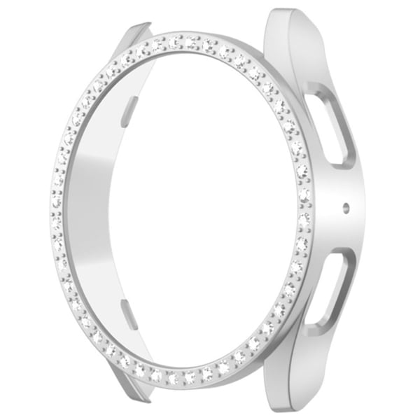 Samsung Galaxy Watch7 44 mm etui Rhinestone Decor Hardt støtsikkert urdeksel - Hvit