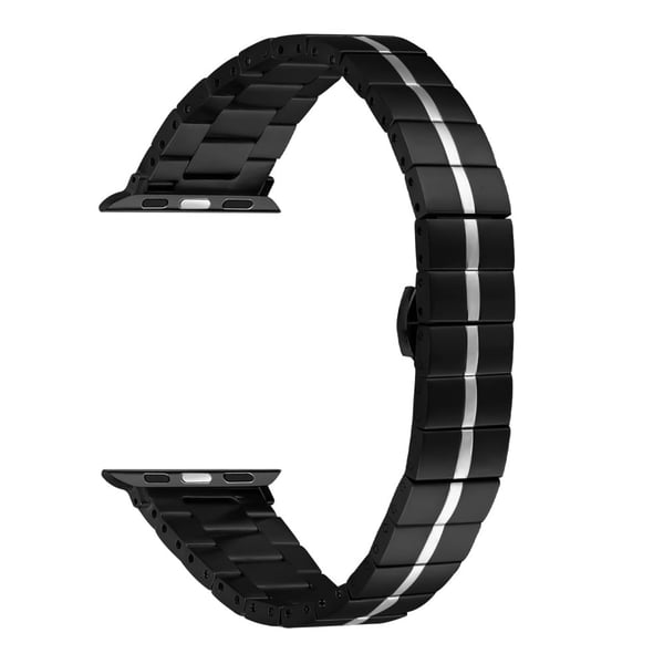 Apple Watch Series 41mm - 40mm - 38mm rustfritt stålrem - Svart + Sølv Apple Watch Series 41mm - 40mm - 38mm rustfritt stålrem - Svart + Sølv
