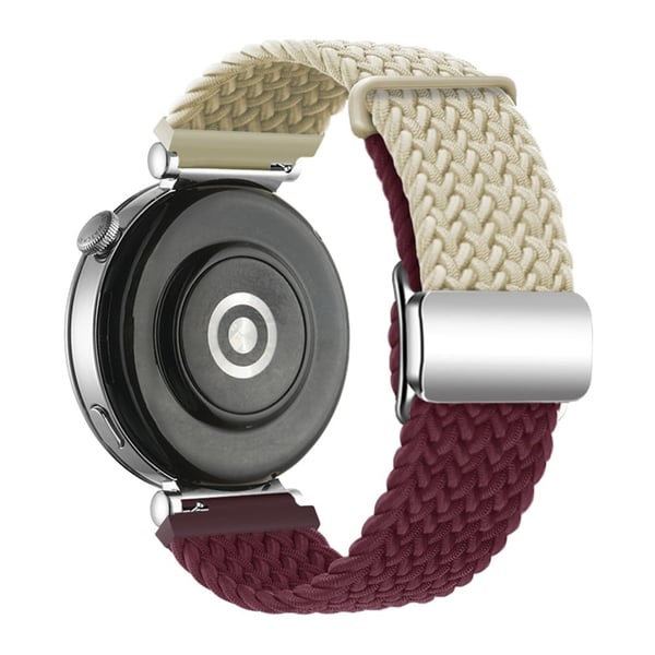 Huawei Watch GT 4 41 mm universal 18 mm klokkerem vevd armbånd med sølvfarget magnetisk spenne - Stjernelys + Vinrød