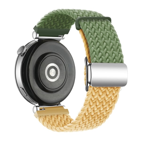 Huawei Watch GT 4 41 mm universal 18 mm klokkerem vevd armbånd med sølvfarget magnetisk spenne - Grønn + Gul