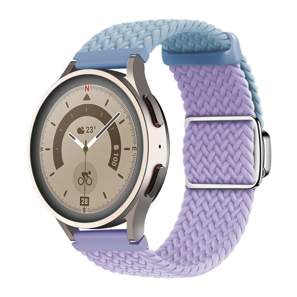 Huawei Watch GT 3 42 mm / GT 3 Pro 43 mm Universal 20 mm vevd reim med magnetisk sølvspenne - Blå + Lilla
