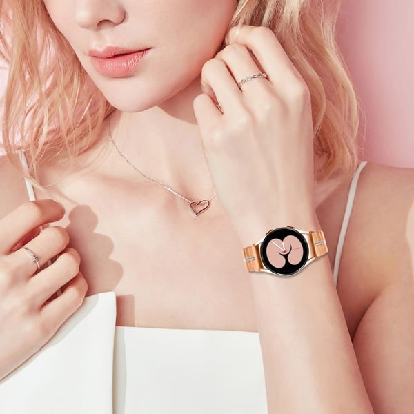 Samsung Galaxy Watch FE 40mm / Watch4 40mm 44mm / Watch 5 40mm 44mm Armbånd i rustfritt stål - Rose Gull + Sølv