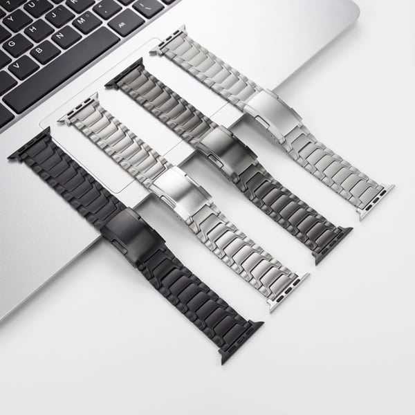 Apple Watch Series 41mm - 40mm - 38mm Titanium Alloy Watch Band Turtleback Clasp - Grå