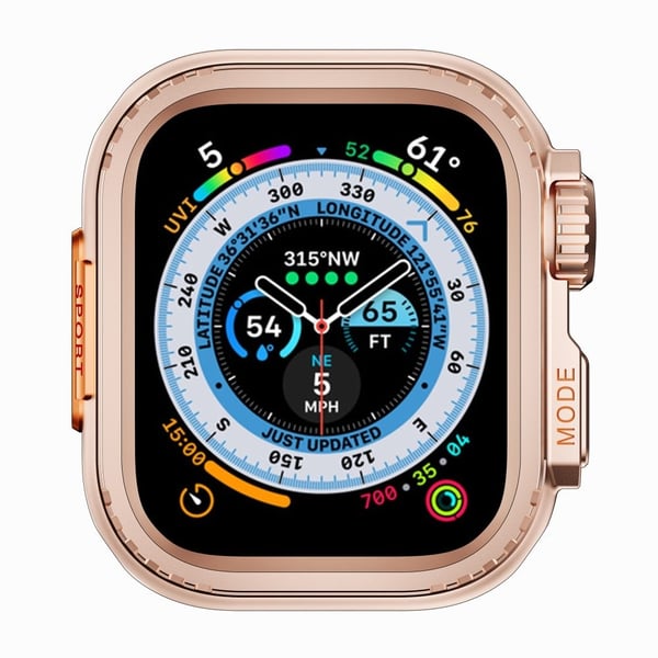 Apple Watch Series 9 / 8 / 7 45mm Anti-Drop Watch Case Metal Protective Frame - Rose Gull Apple Watch Series 9 / 8 / 7 45mm Anti-Drop Watch Case Metal Protective Frame - Rose Gull