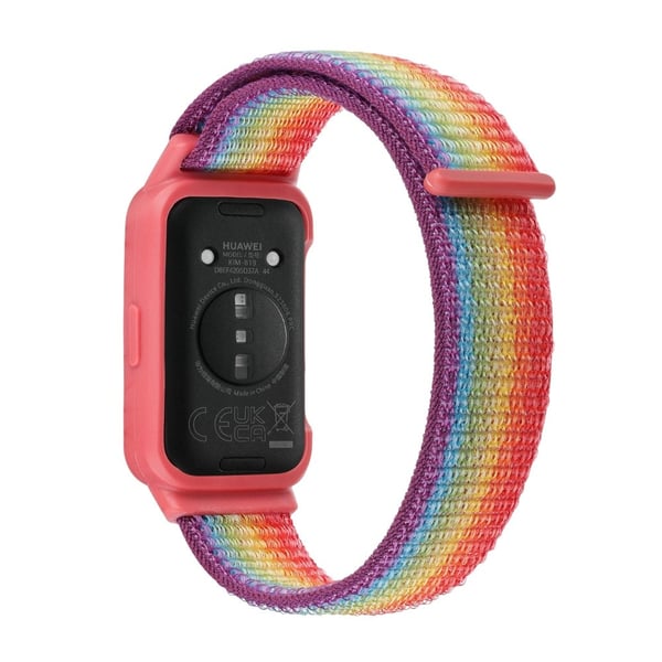 Huawei Band 8 / 9 Nylon Loop Watch Strap with Integrated Flexible Protective Case - Rainbow