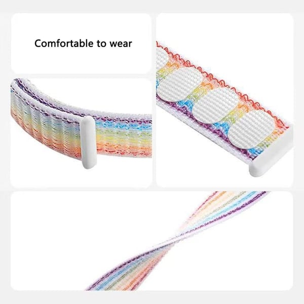 Samsung Galaxy Watch Ultra 47mm Adjustable Braided Nylon Band Replacement Wrist Strap - Rainbow