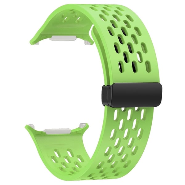 Samsung Galaxy Watch Ultra 47mm Silicone Watch Band Magnetic Folding Buckle Wrist Strap - Fluorescent Green