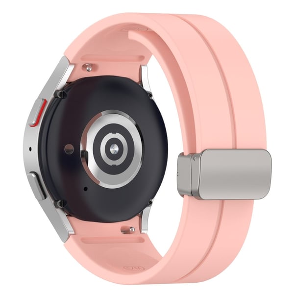 Samsung Galaxy Watch7 40 mm magnetisk sammenleggbar sølvfarget spenneklokkearmbånd i silikon - Lyserosa Samsung Galaxy Watch7 40 mm magnetisk sammenleggbar sølvfarget spenneklokkearmbånd i silikon - Lyserosa