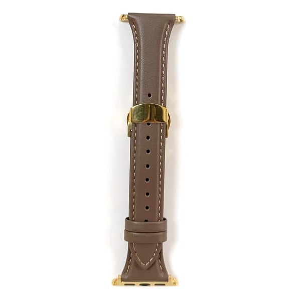 Apple Watch Series 41mm / 40mm / 38mm lehmännahkainen kellonhihna - Tumman Ruskea / Kulta