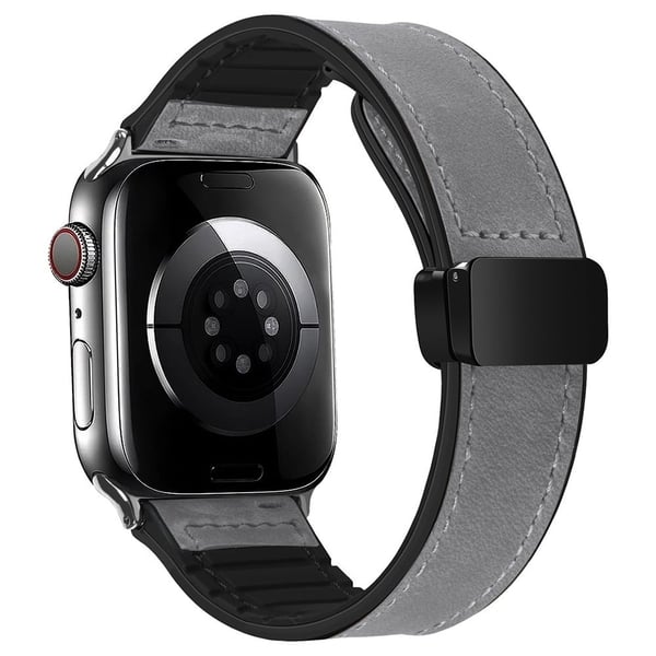 Apple Watch Series 41mm - 40mm - 38mm Universal Magnetic Genuine Cow Leather Strap - Harmaa Apple Watch Series 41mm - 40mm - 38mm Universal Magnetic Genuine Cow Leather Strap - Harmaa