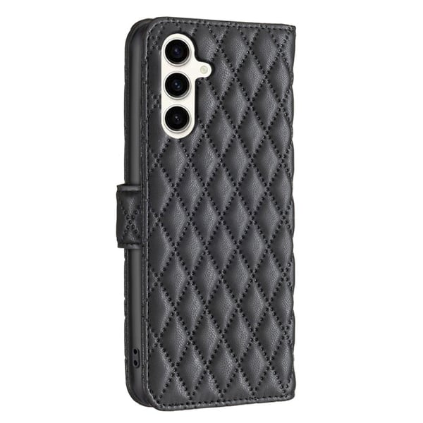 Rhombus mat Samsung Galaxy S24 FE flip etui - Sort