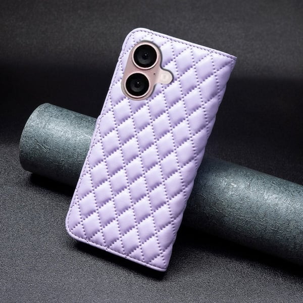 Rombuskuvioinen matta läppäkotelo iPhone 16 - Violetti
