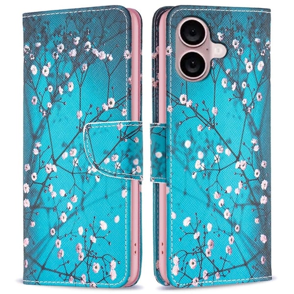 Wonderland iPhone 16 Plus flip-etui - Plommeblomst
