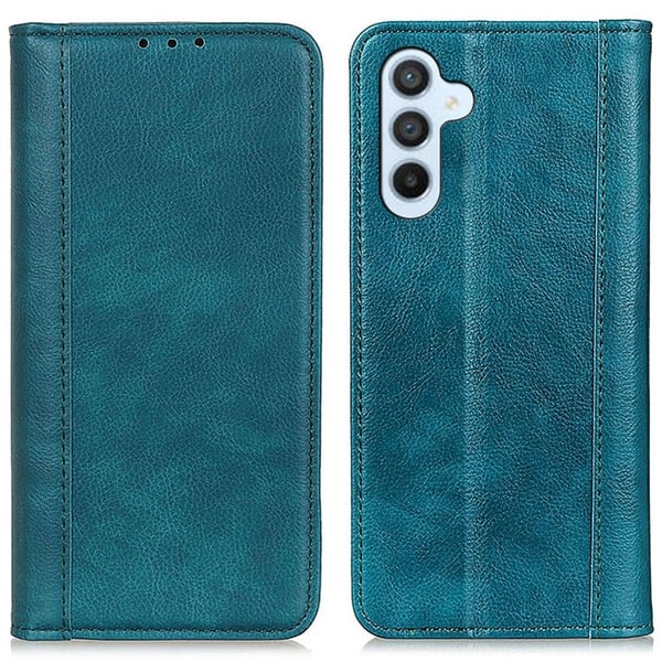 Ekte lærdeksel med magnetisk lukking for Samsung Galaxy S24 FE - Grønn