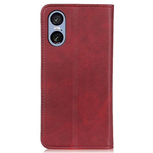 Sony Xperia 5 VI lompakkokotelo, aitoa nahkaa - Punainen