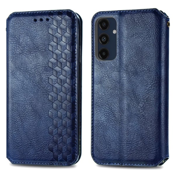 Läder Samsung Galaxy M55 / Samsung Galaxy F55 / C55 fodral med romb-design - Blå