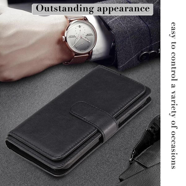 Lommebok-etui med 10 lommeseksjoner for iPhone 16 Pro - Svart