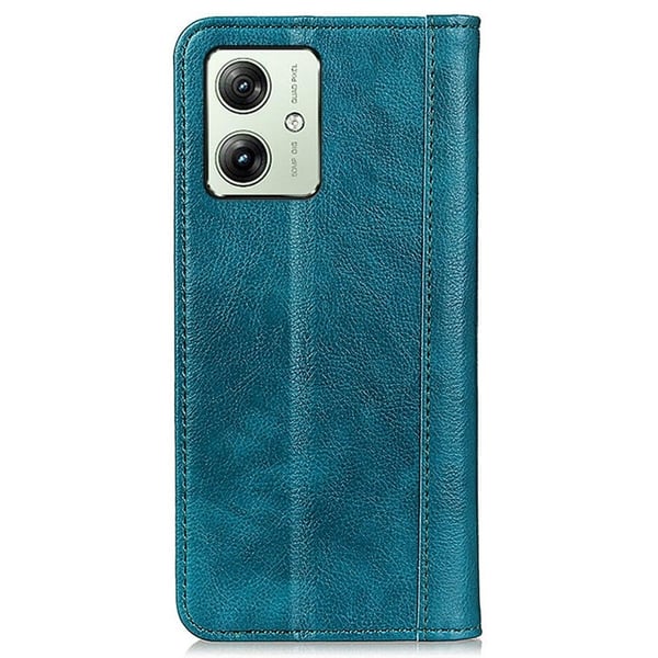 Ekte lærdeksel med magnetisk lukking for Motorola Moto G64 / Motorola Moto G54 Power - Grønn