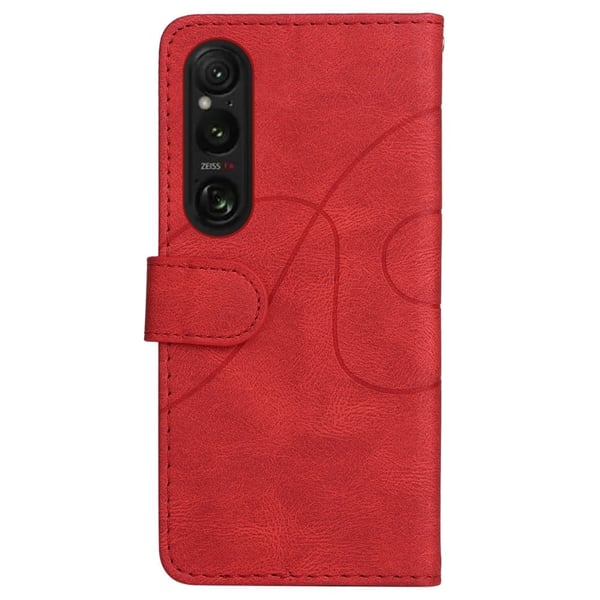Teksturoitu nahkakotelo hihnalla Sony Xperia 1 VI - Punainen
