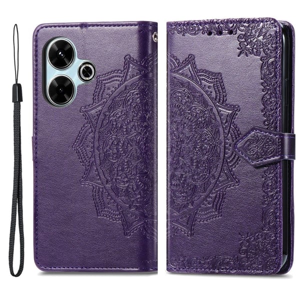 Mandala läder Xiaomi Redmi 13 fodral - Lila