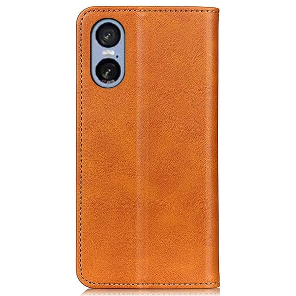 Flipveske i ekte skinn i lommebokstil for Sony Xperia 5 VI - Brun