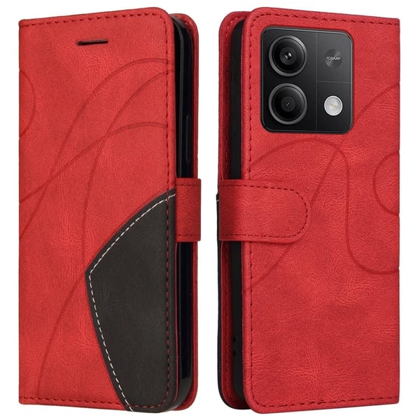 Teksturert læretui med stropp for Xiaomi Redmi Note 13 - Rød