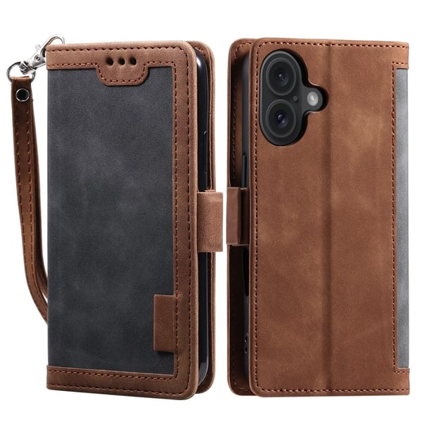 Surburbian iPhone 16 Plus flip-etui i lær - Grå