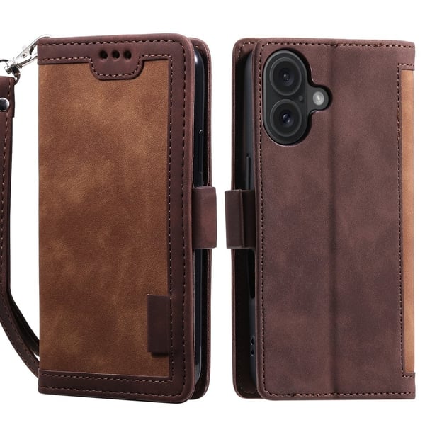 Surburbian iPhone 16 Plus flip-etui i lær - Brun