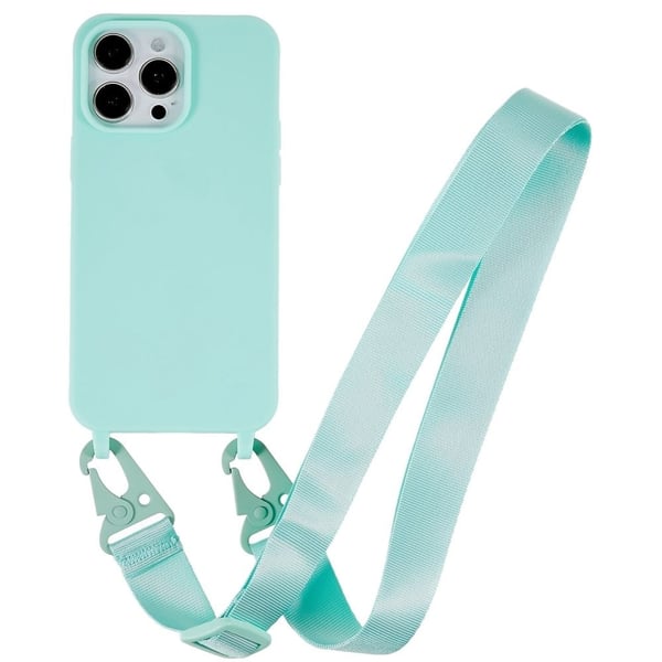 Tynt TPU-deksel med matt finish og justerbar stropp for iPhone 16 Pro Max - Mintgrønn