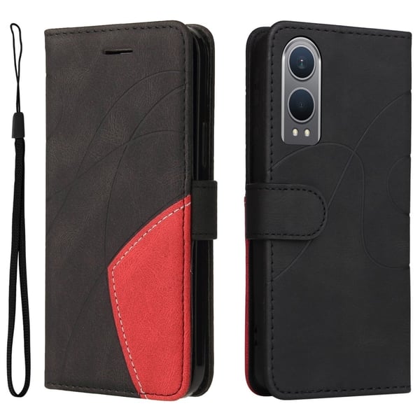Teksturert læretui med stropp for OnePlus Nord CE4 Lite / Oppo K12x - Svart