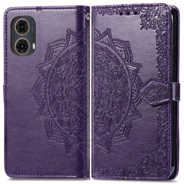 Mandala Motorola Moto G85 etui i lær - Lilla