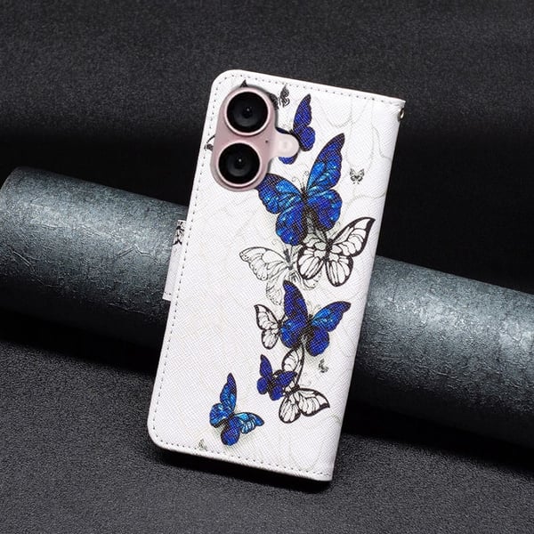 Wonderland iPhone 16 Plus flip-etui - Sommerfugler
