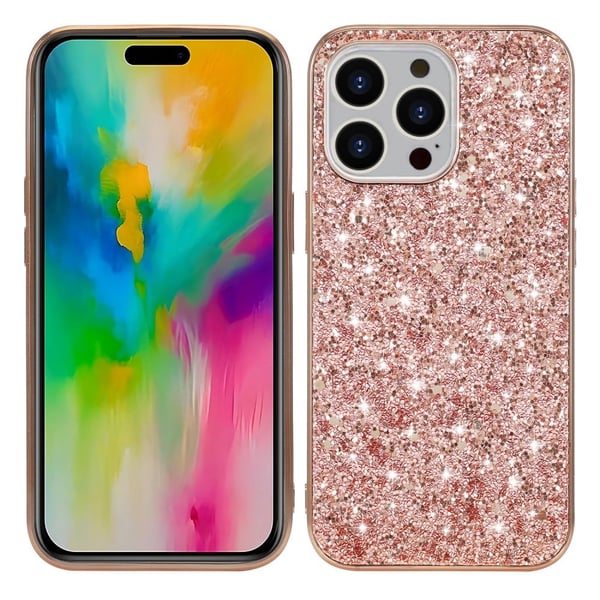 Glitter iPhone 16 Pro kotelot - Ruusukulta