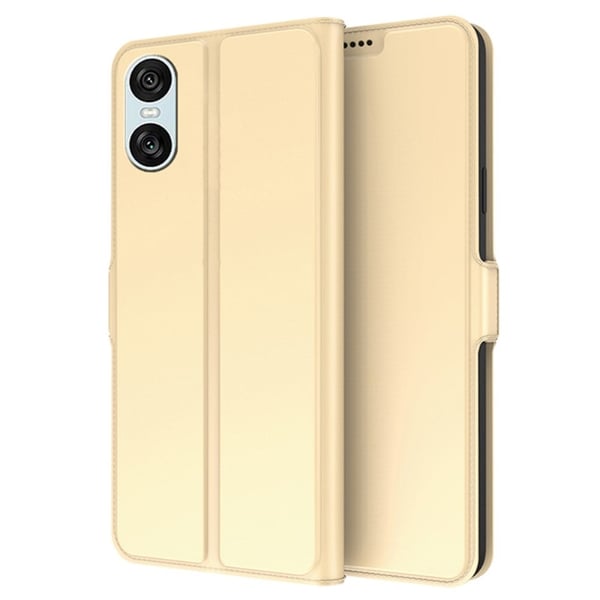 Glatt og tynt premium PU-skinnetui for Sony Xperia 10 VI - Gull