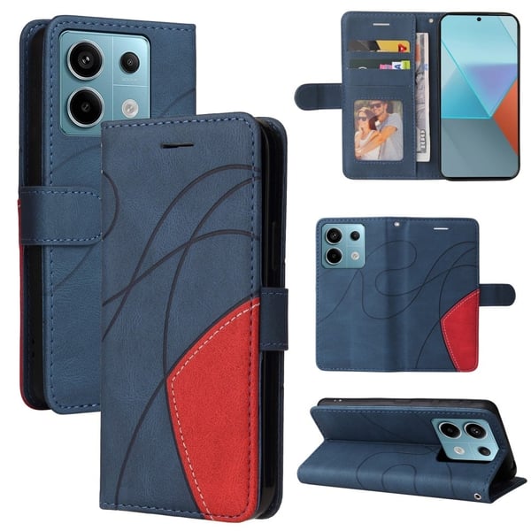 Teksturert læretui med stropp for Xiaomi Poco X6 / Xiaomi Redmi Note 13 Pro - Blå