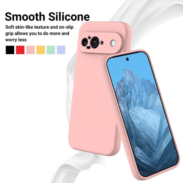 Matte Liquid Google Pixel 9 silikone cover - Lyserød
