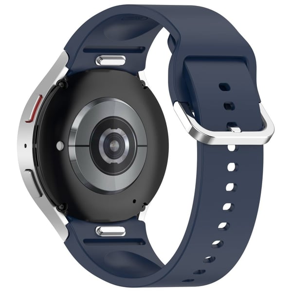 Samsung Galaxy Watch4 / 5 / 6 / 7 40mm / Watch 5 Pro 45mm / Watch FE 40mm Armbånd Sølv Spenne Silikon Urrem - Midnattsblå