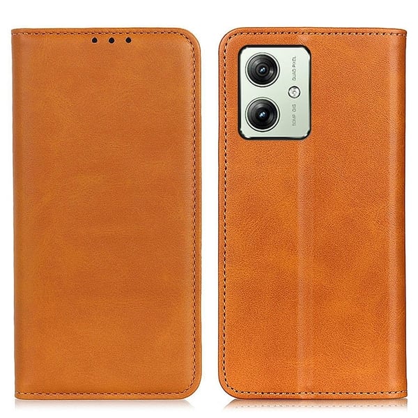 Flipveske i ekte skinn i lommebokstil for Motorola Moto G64 - Brun
