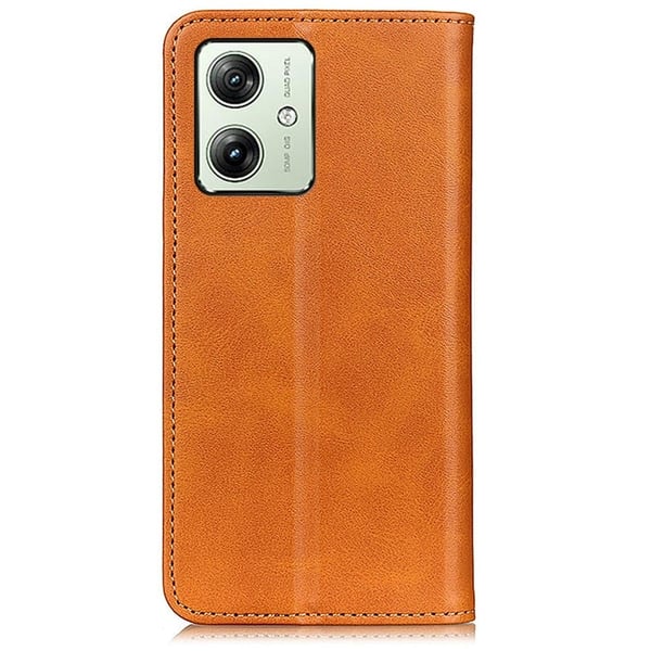 Flipveske i ekte skinn i lommebokstil for Motorola Moto G64 - Brun