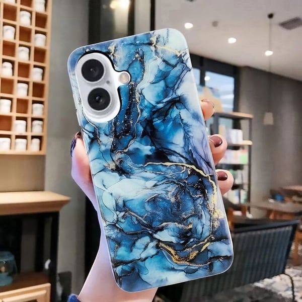 Marmormotiv iPhone 16 Plus skal - Grå