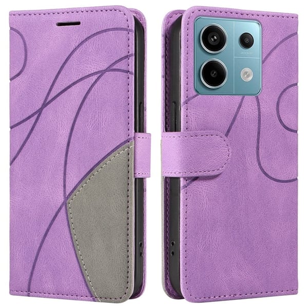 Teksturert læretui med stropp for Xiaomi Poco X6 / Xiaomi Redmi Note 13 Pro - Lyselilla
