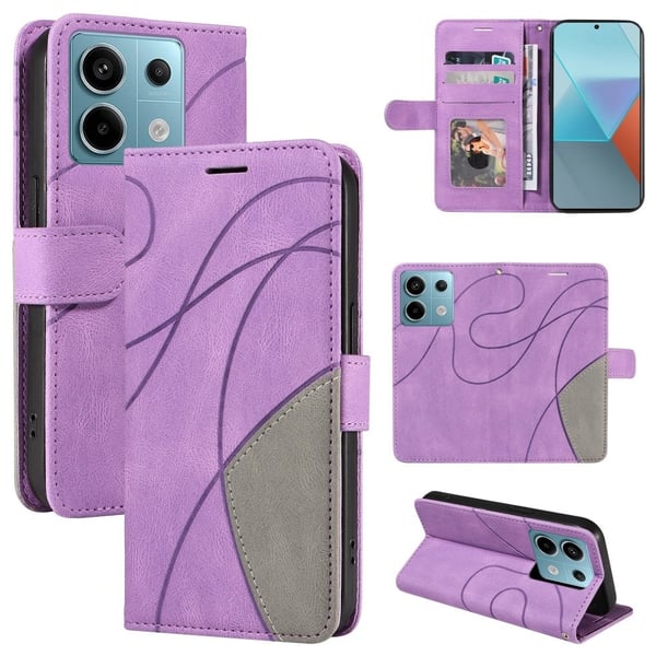Teksturert læretui med stropp for Xiaomi Poco X6 / Xiaomi Redmi Note 13 Pro - Lyselilla