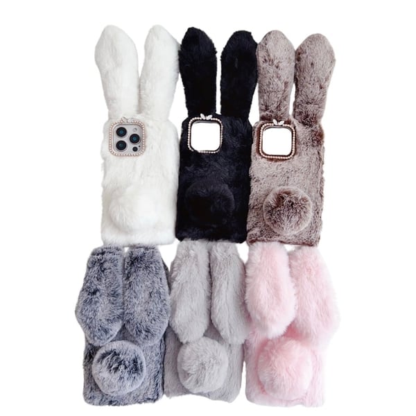 Fluffy Rabbit iPhone 16 Pro skal - Vit