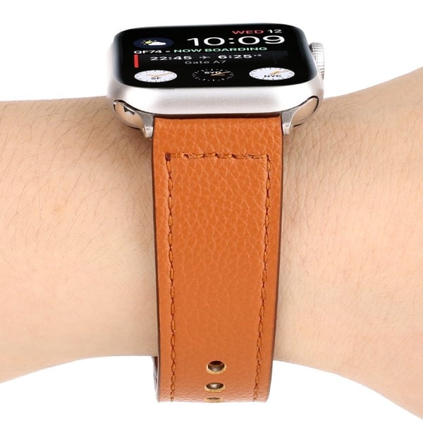 Apple Watch Series 4 40mm ægte læder nitte Spænde Urrem - Brun